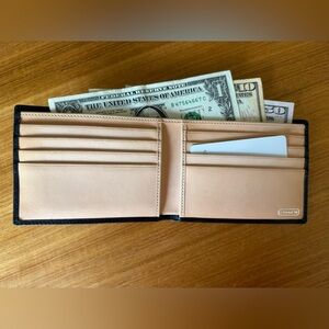 Coach Beige and Black Leather Men's Wallet